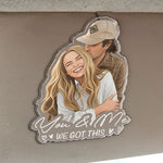 Custom Faceless Portrait Car Ornament, Anniversary Gifts For Him, Her - Personalized Car Visor Clip