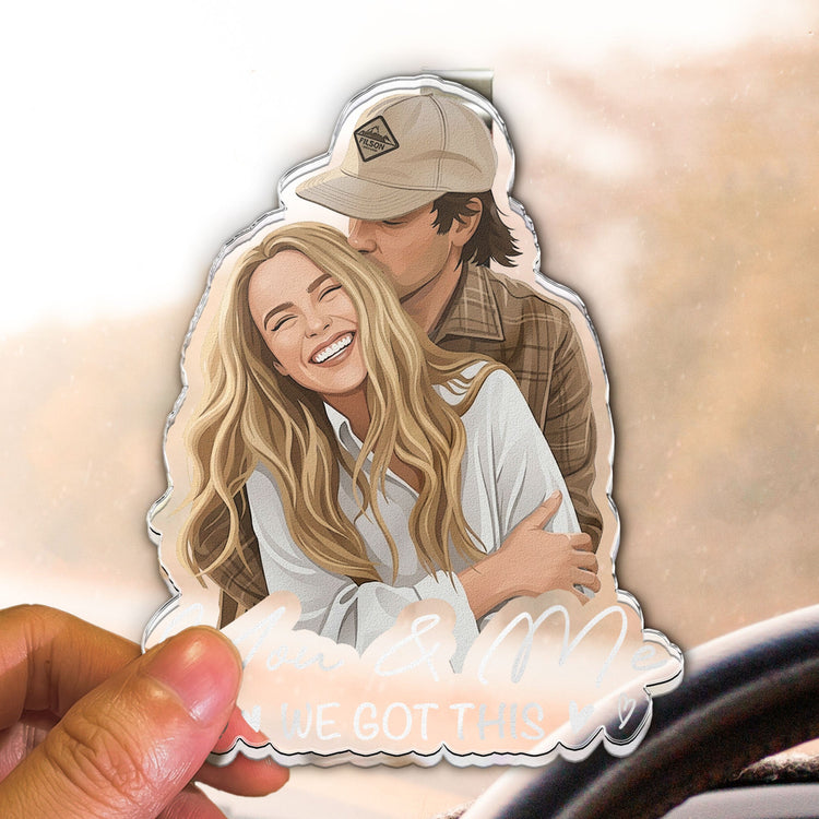 Custom Faceless Portrait Car Ornament, Anniversary Gifts For Him, Her - Personalized Car Visor Clip