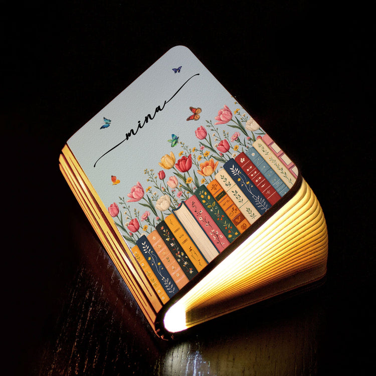 Custom Name & Birthflower For Book Lovers, Book Clubs - Personalized Night Light