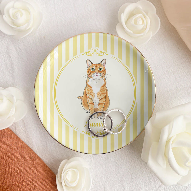 Custom Pet Portrait Watercolor Art Gift For Dog Mom, Cat Mom - Personalized Jewelry Dish