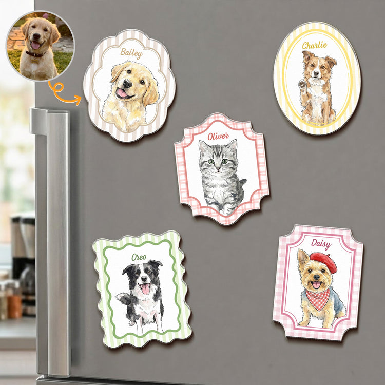 Custom Pet Portrait Watercolor Gifts For Pet Owners - Personalized Magnet