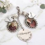 Custom Photo Bouquet Charm With Heart Pendant Memorial Wedding Gift For Bride - Personalized Bouquet Charm