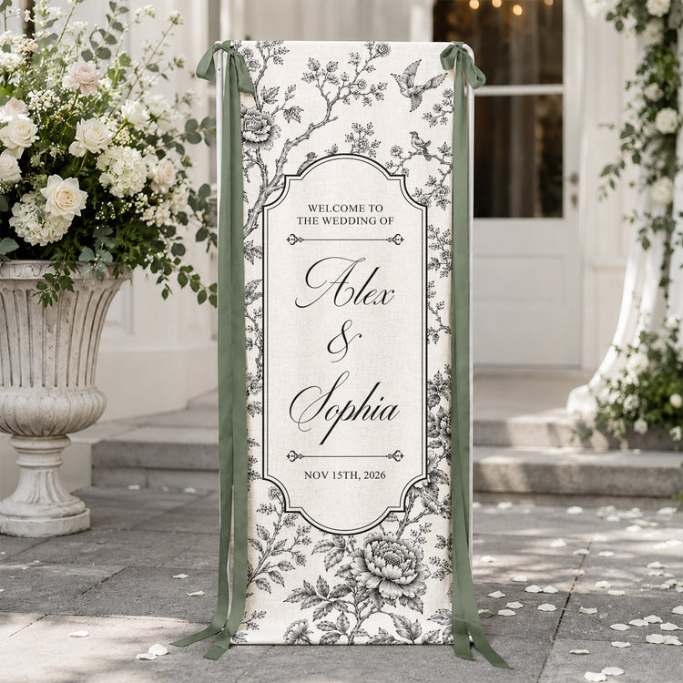 Custom Toile De Jouy Wedding Sign - Personalized Welcome Sign