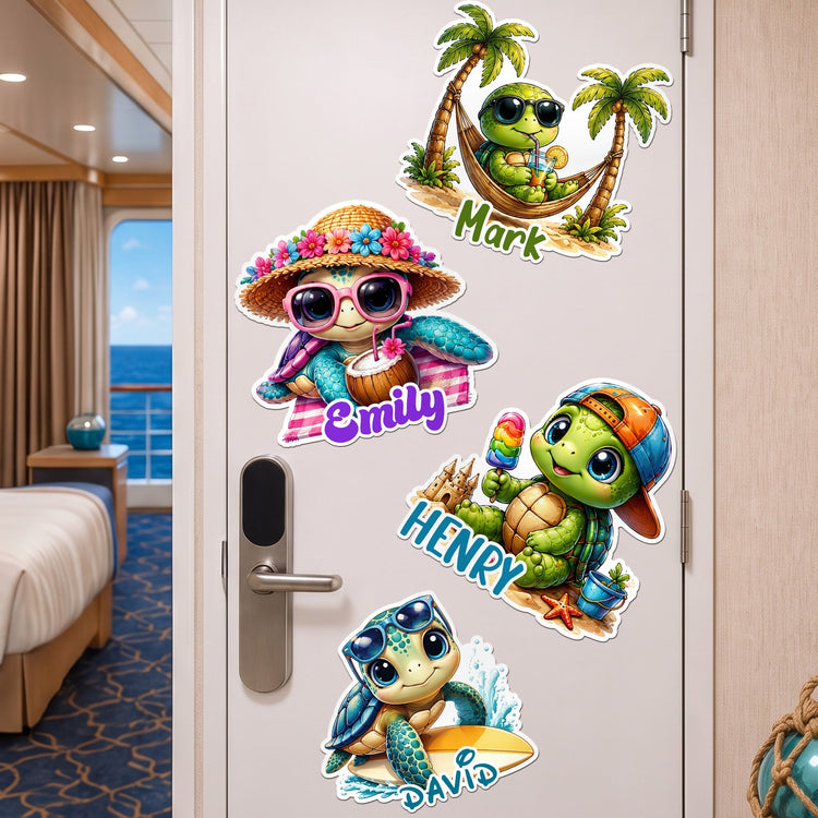 Cute Turtle - Cruise Door Signs Stateroom Decor Cruising Family Vacation - Personalized Magnet