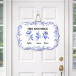 Dorm Room Birth Month Flower Toile De Jouy Style - Personalized Wood Sign