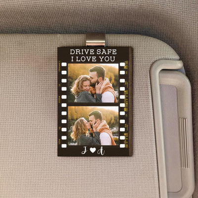 Drive Safe, I Love You - Personalized Wooden Photo Car Visor Clip