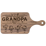 Everything Tastes Better When Grandpa, Dad Grills It - Father's Day Gift - Personalized Cutting Board