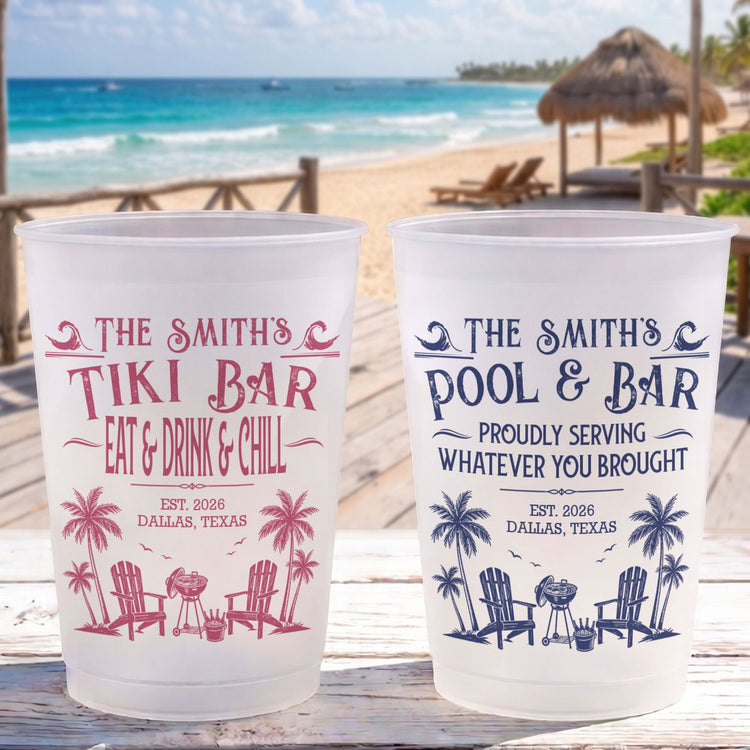 Family & Friends Pool & Bar Party Favors, Proudly Serving Whatever You Brought Summer Vacation - Personalized Cups