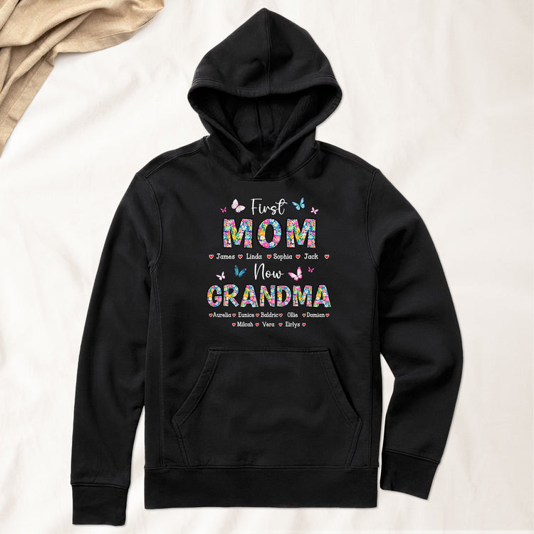 First Mom Now Grandma Floral - Personalized Shirt Gift For Mom - Gift For Mom - Gift For Grandma