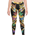 Grandma Custom Kid Names Butterfly Style - Personalized Leggings