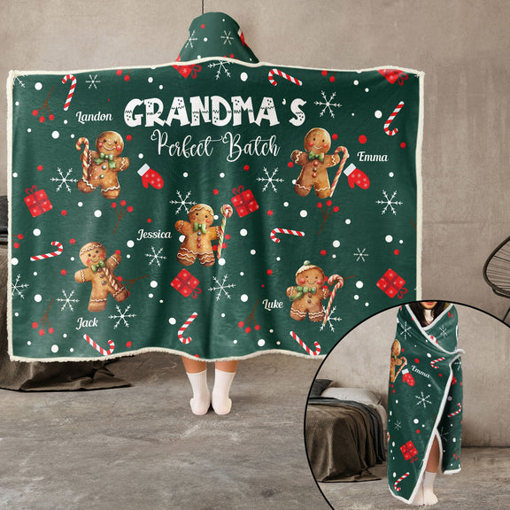 Grandma's Perfect Batch Gift - Personalized Wearable Blanket Hoodie - Gift For Grandma