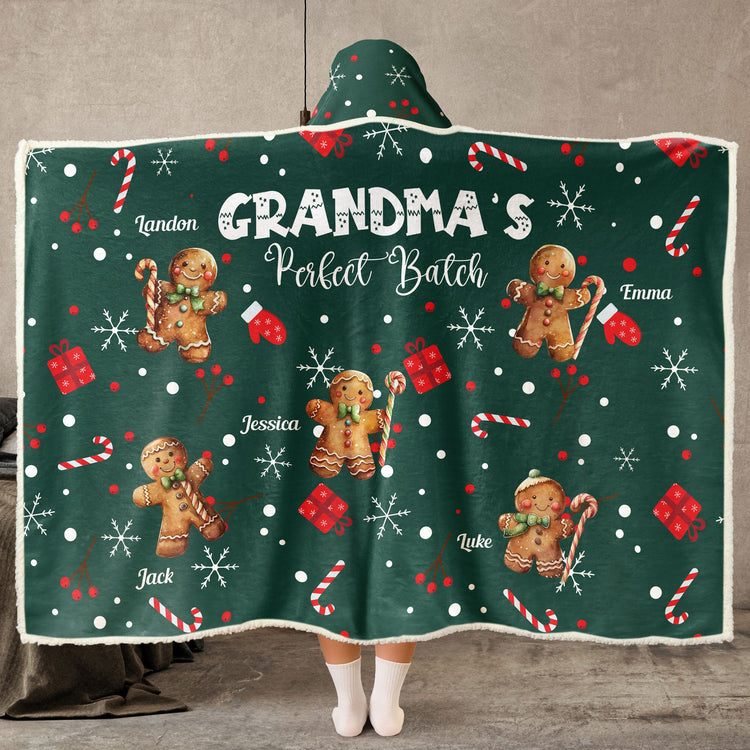 Grandma's Perfect Batch Gift - Personalized Wearable Blanket Hoodie - Gift For Grandma