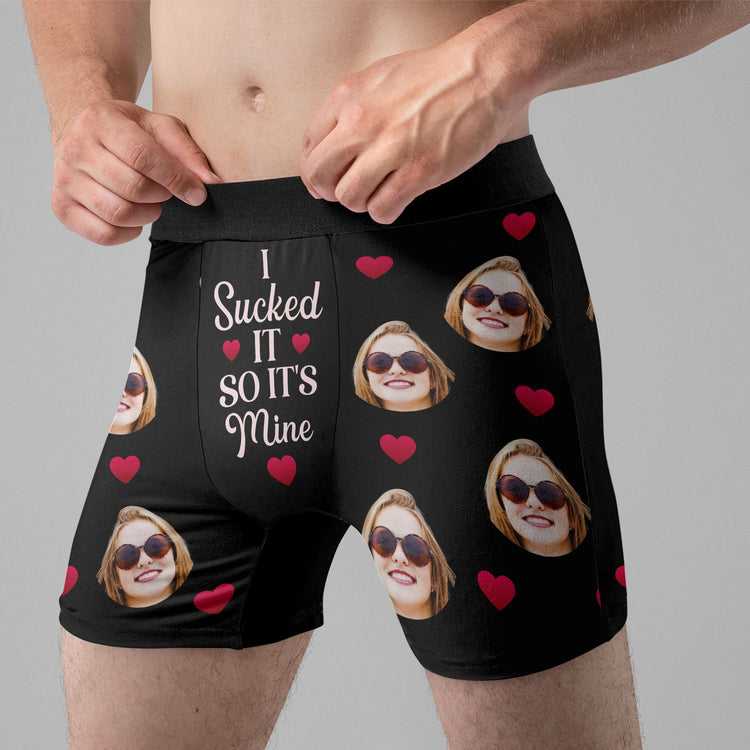 I Sucked It - Personalized Photo Men's Boxer Briefs - Underwear with Face - Gift For Husband