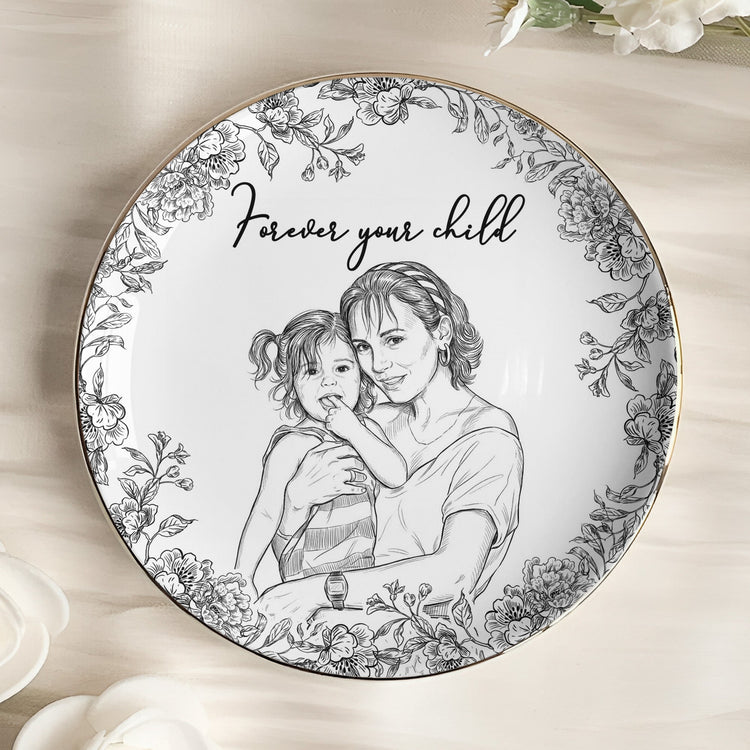 I Love You Mom Custom Photo Ring Dish Gift For Her - Personalized Photo Jewelry Dish