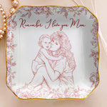 I Love You Mom Custom Photo Ring Dish Gift For Her - Personalized Photo Jewelry Dish
