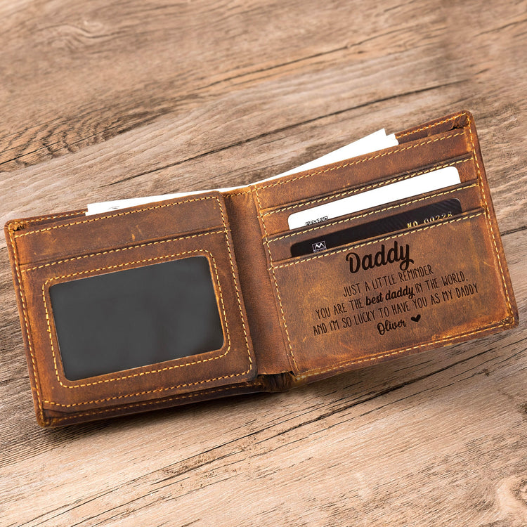I'm So Lucky To Have You As My Daddy - New Dad Gifts - Personalized Leather Wallet
