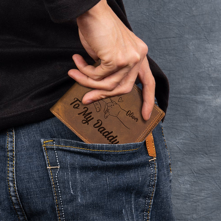I'm So Lucky To Have You As My Daddy - New Dad Gifts - Personalized Leather Wallet