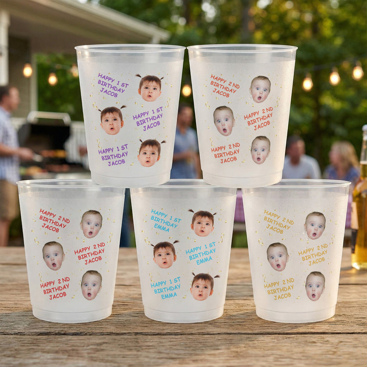 Kid Birthday Party Favors Cup, Family Birthday - Custom Cute Face - Personalized Cups