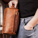 Man Stuff - Personalized Leather Toiletry Bag