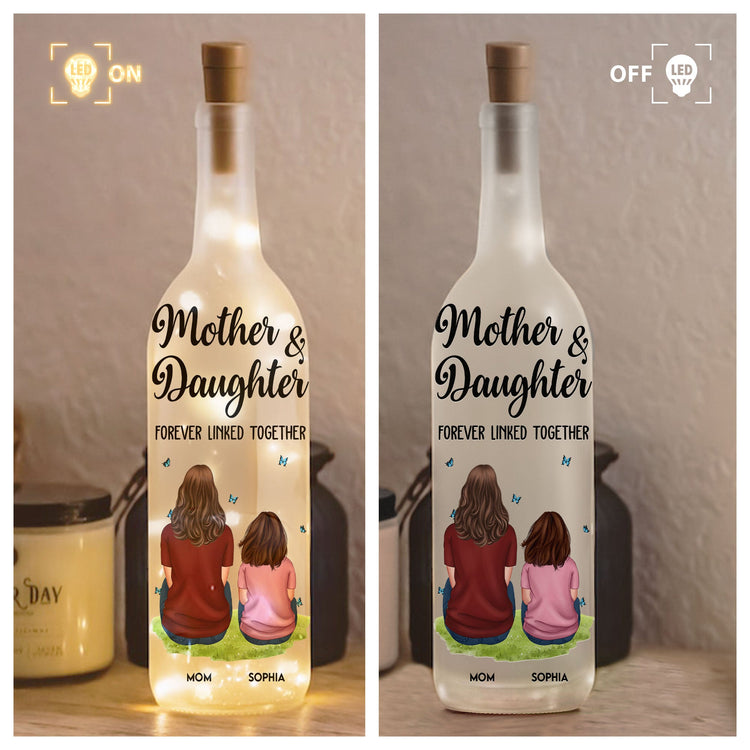 Mother And Children Forever Linked Together - Personalized Bottle Lamp