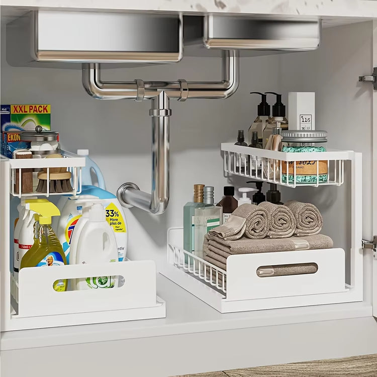 L-Shaped Under Sink Organizer - White