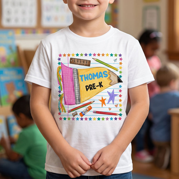 School Pencil Pennant Back To School - Personalized Shirt