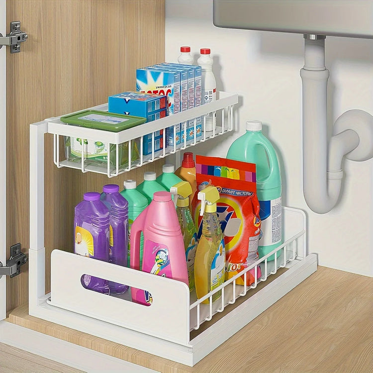 L-Shaped Under Sink Organizer - White