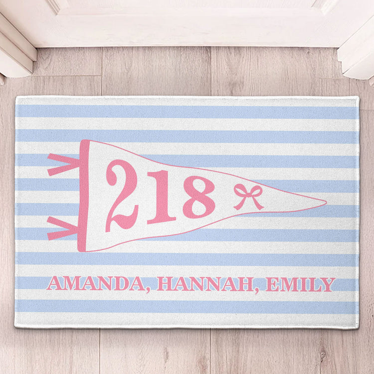 Stripes Pennant Dorm Room - Personalized Doormat