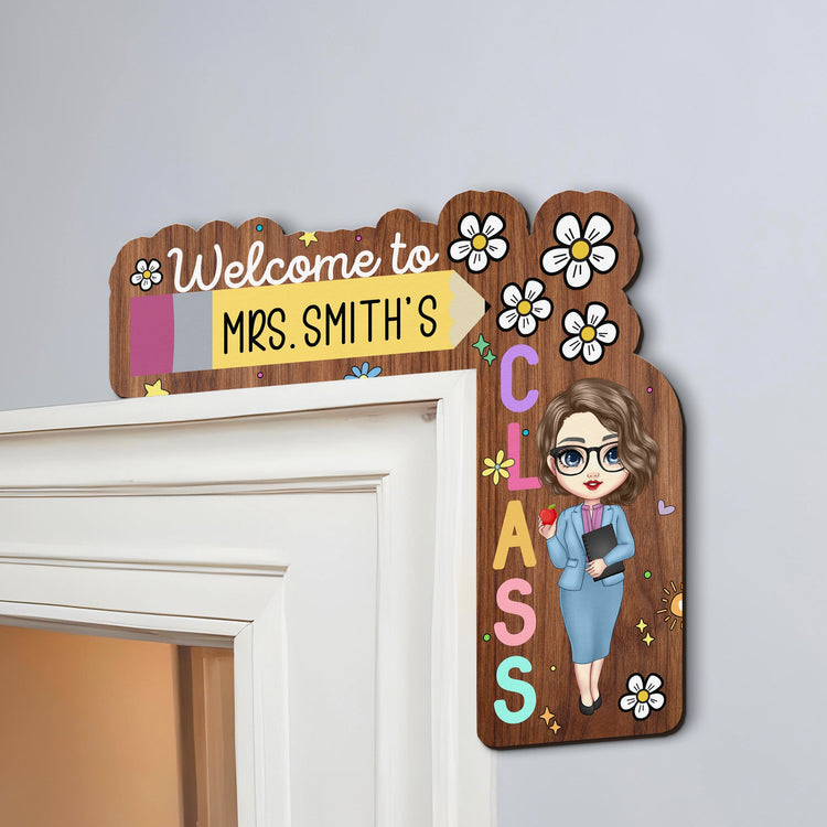 Teacher Back To School Classroom Decoration - Personalized Door Corner Wood Sign