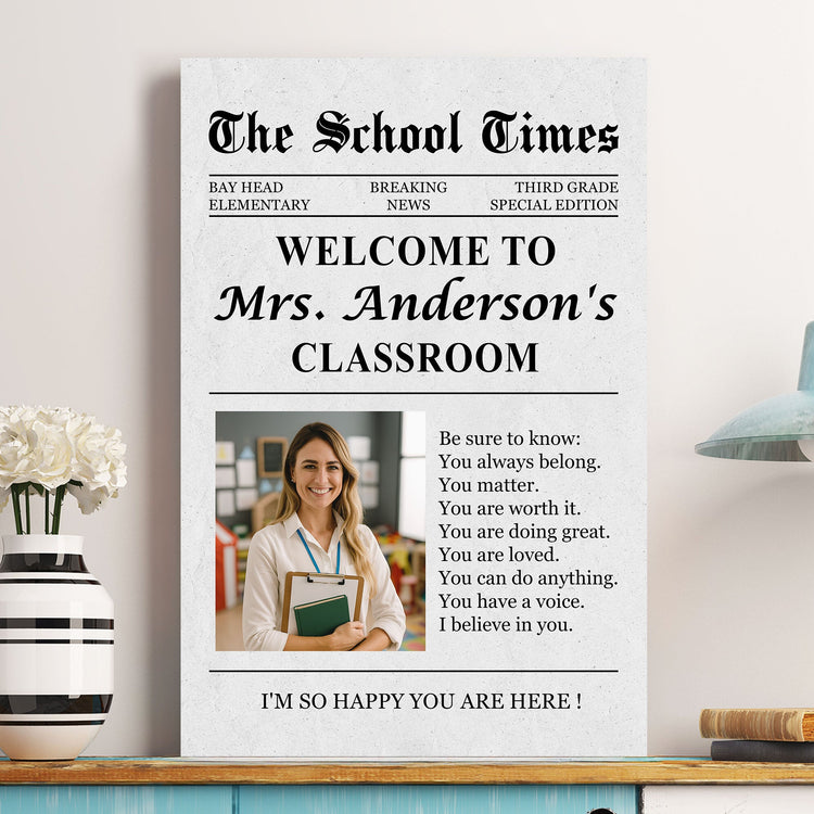 The Back To School Times Teacher Newspaper - Personalized Photo Poster/Canvas