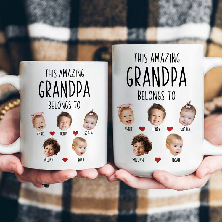 This Amazing Grandpa Belongs To Custom Kids Faces - Personalized Photo Mug