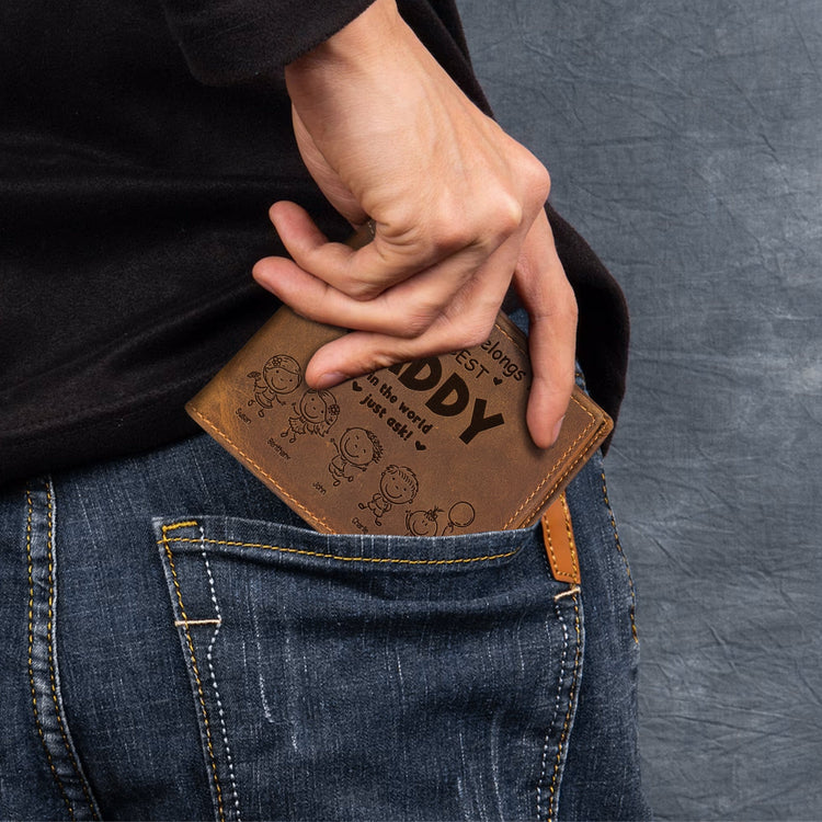 This Wallet Belongs To The Best Daddy, Papa - Personalized Leather Wallet
