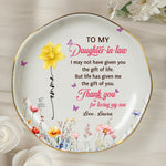 To My Daughter In Law Thank You For Loving My Son - Wedding Gifts From Mother-In-Law - Personalized Jewelry Dish