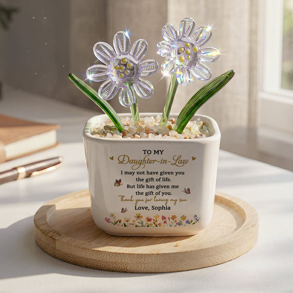 To My Daughter In Law Thank You For Loving My Son - Wedding Gifts From Mother-In-Law - Personalized Plant Pot