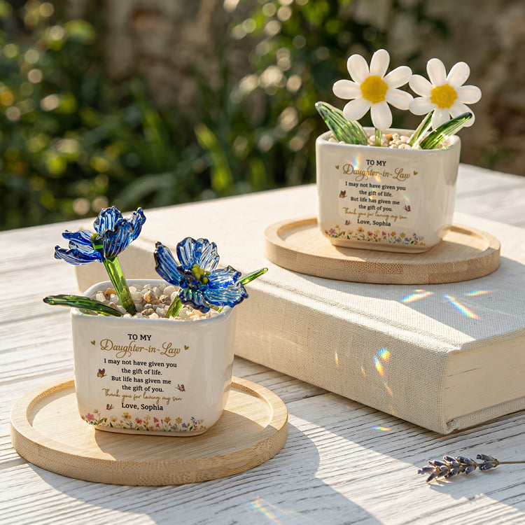 To My Daughter In Law Thank You For Loving My Son - Wedding Gifts From Mother-In-Law - Personalized Plant Pot
