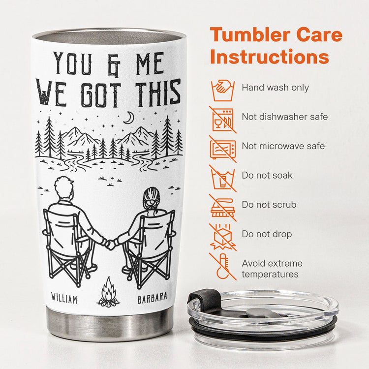 You & Me We Got This Couple Sitting Line Art Anniversary Gifts For Men, Women - Personalized Tumbler Cup