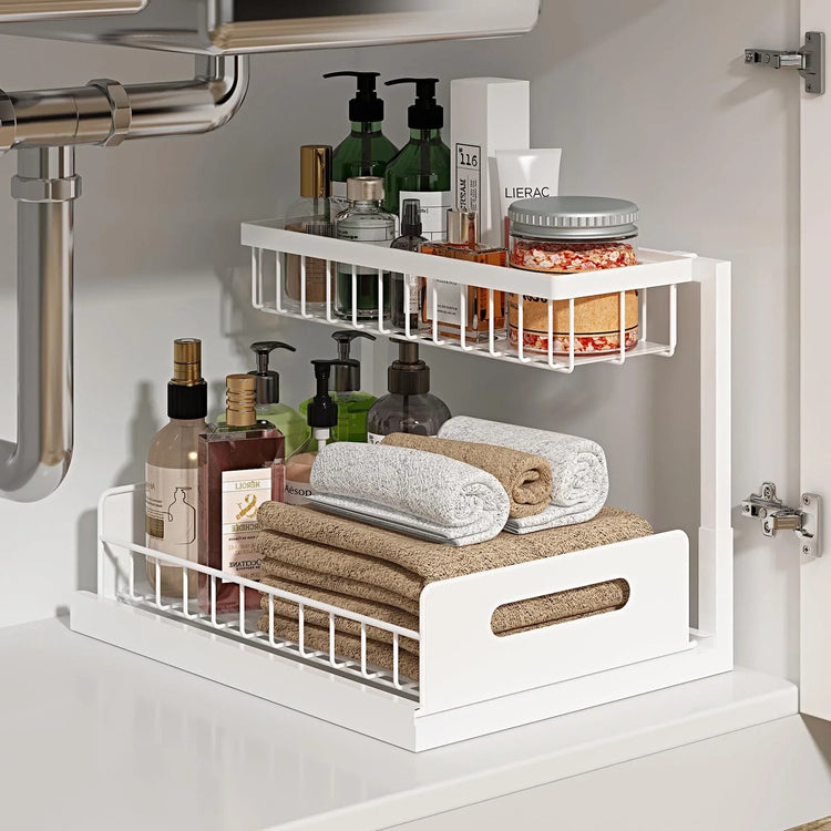 L-Shaped Under Sink Organizer - White