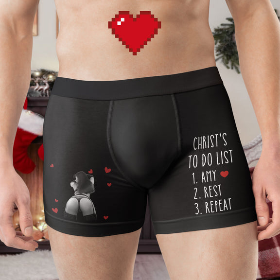 To Do List Funny Adult Naughty Gifts For Him - Upload Spicy Photo - Personalized Boxer