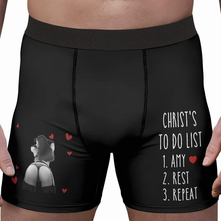 To Do List Funny Adult Naughty Gifts For Him - Upload Spicy Photo - Personalized Boxer